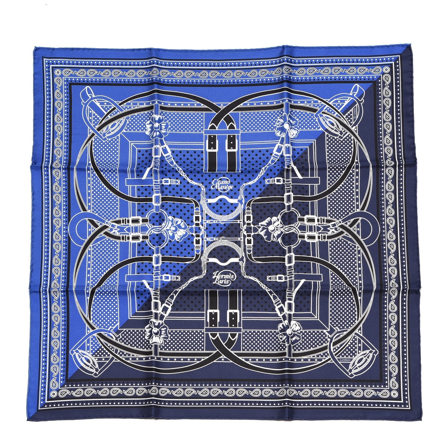 Hermes Silk Grand Manege Cut Bandana Scarf 55 1 of 5