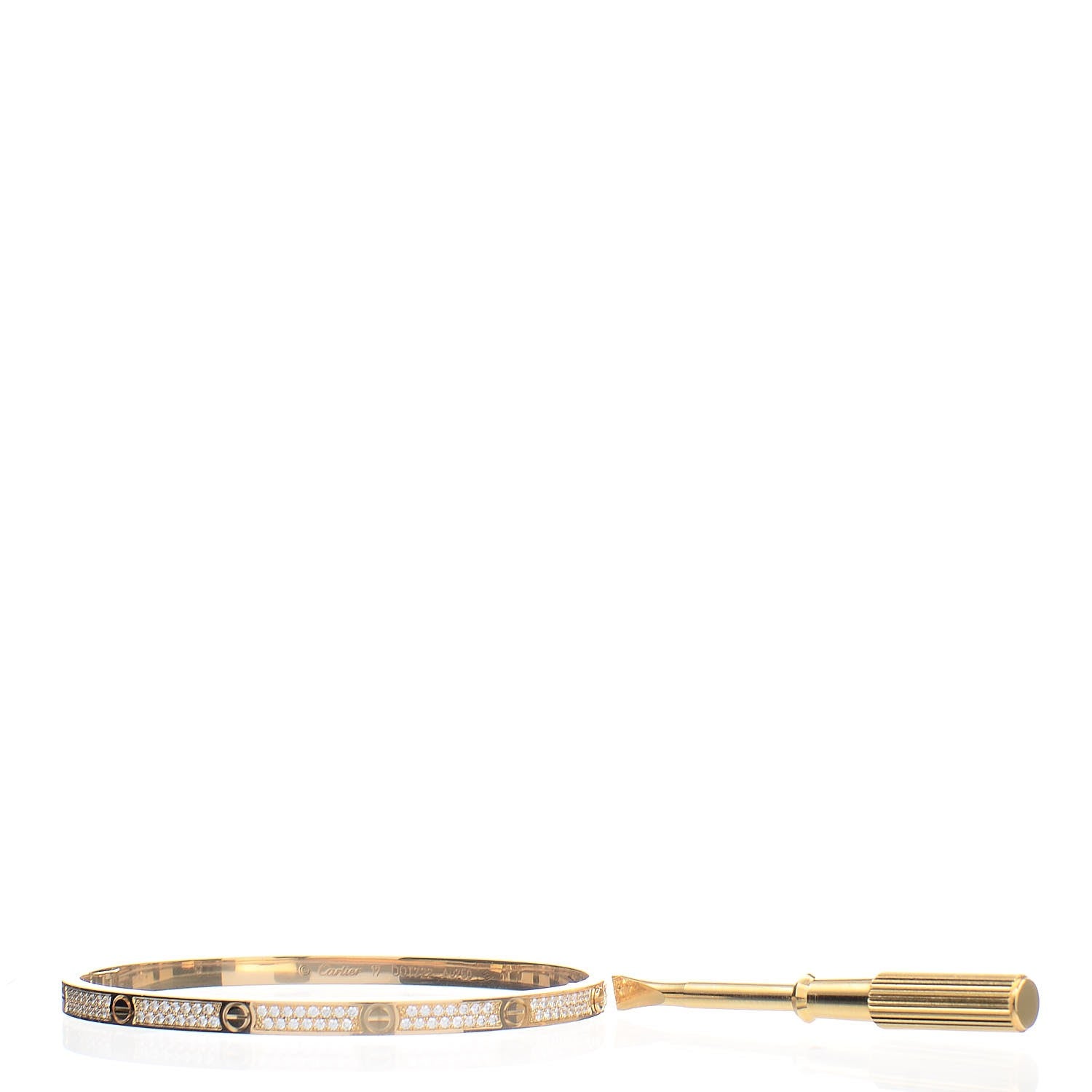 Cartier 18K Yellow Gold Diamond Small LOVE Paved Bracelet 17 4 of 5