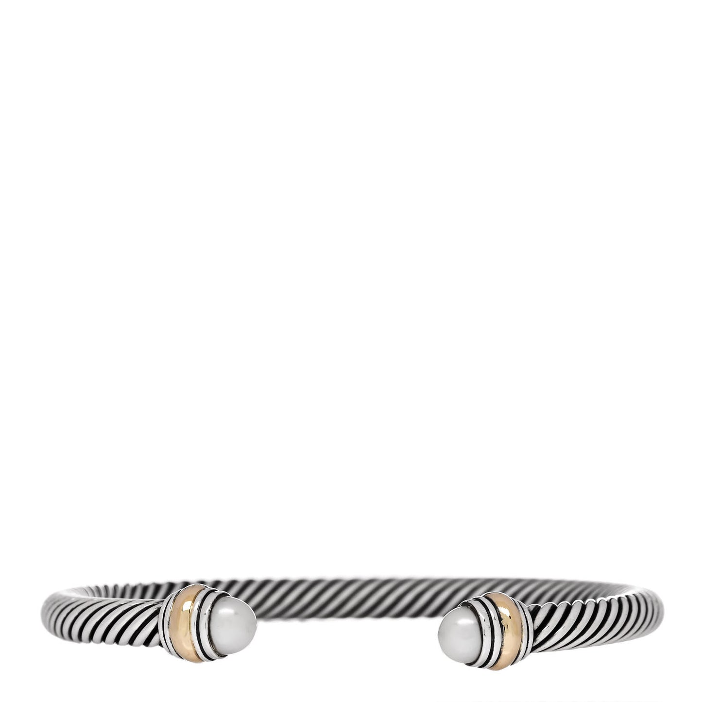 Sterling Silver 14K Yellow Gold Pearl 5mm Cable Classics Bracelet