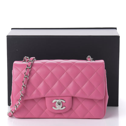 Chanel Lambskin Quilted Mini Rectangular Flap Dark Pink 11 of 11