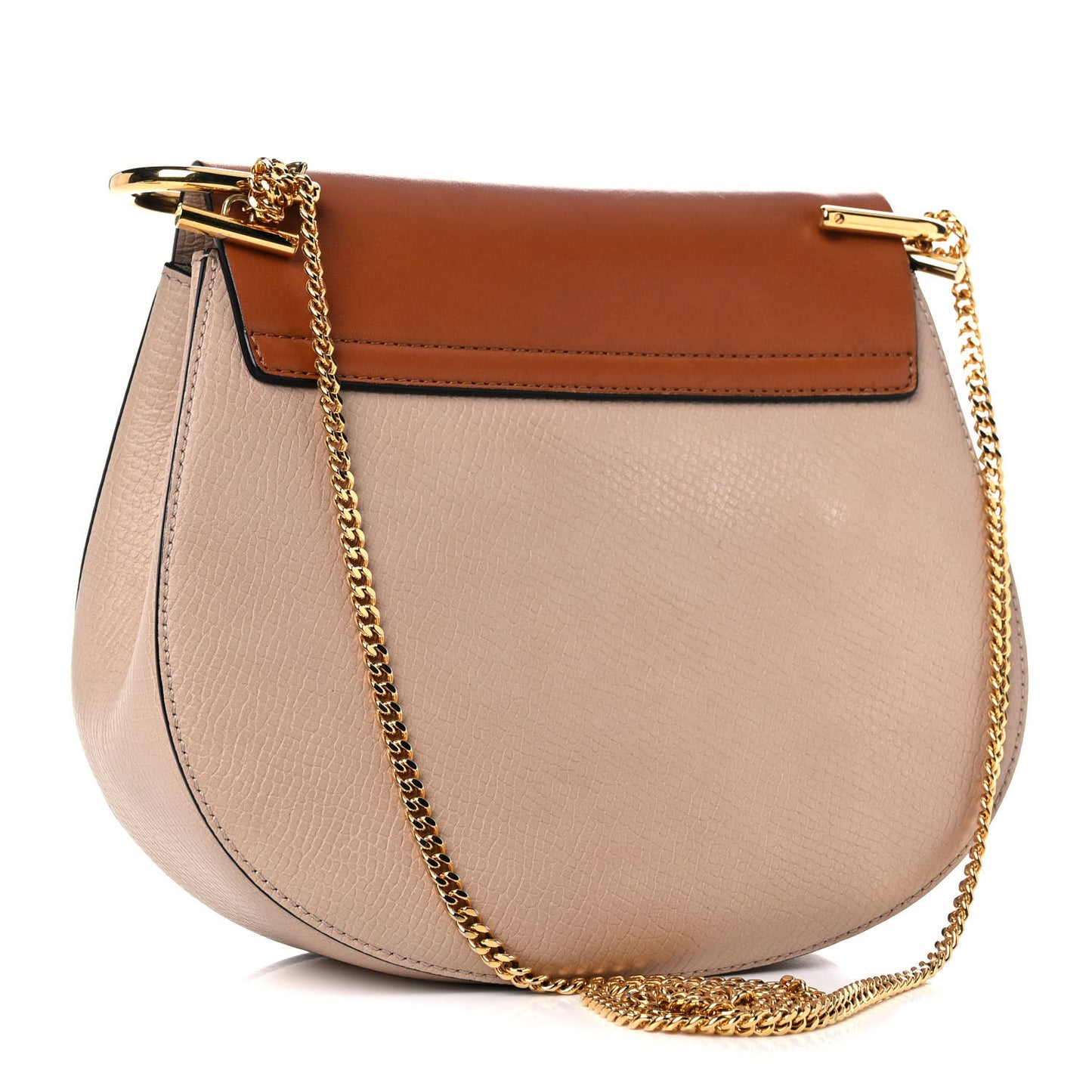 Grained Calfskin Lambskin Mini Bi-Color Drew Shoulder Bag Powder Beige Caramel