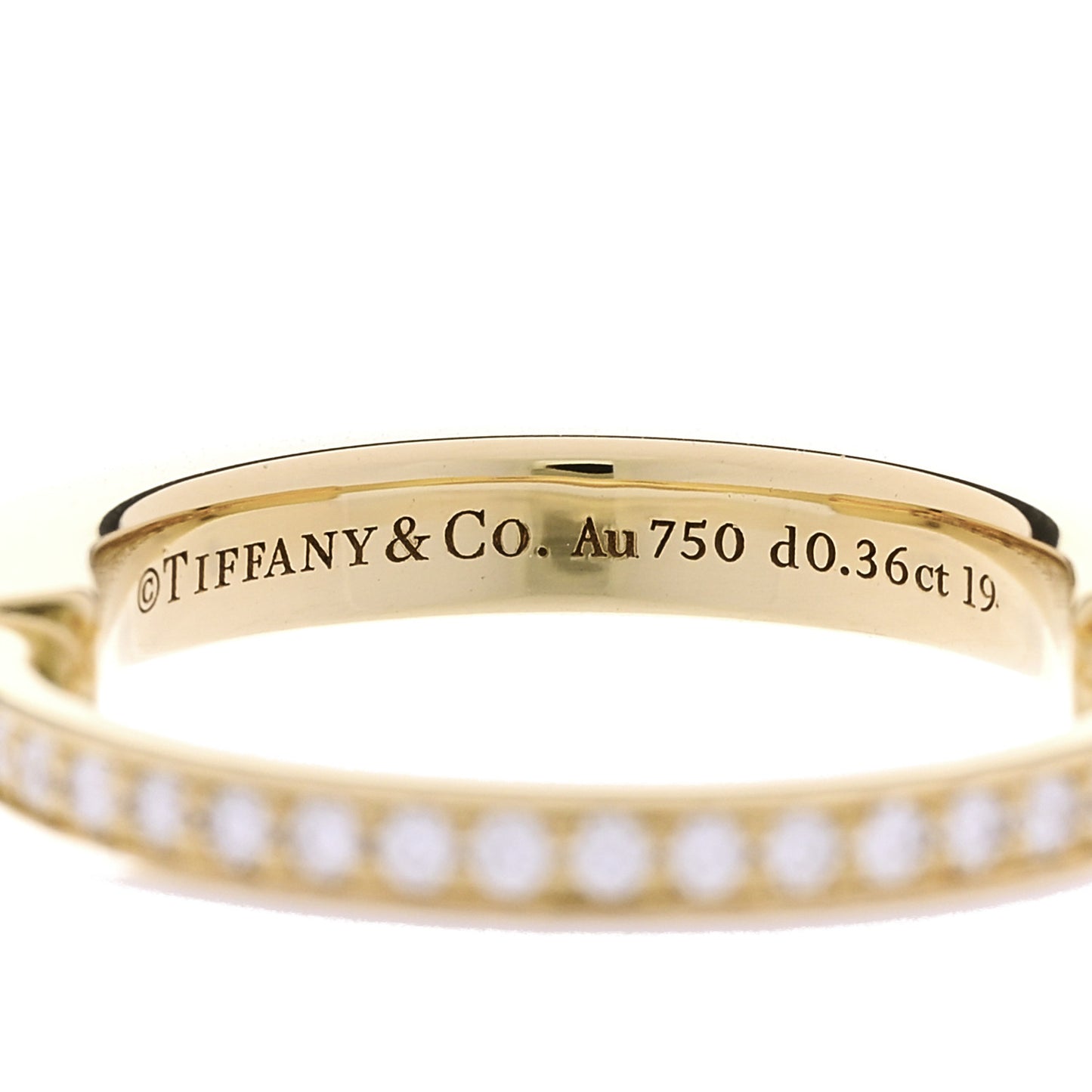 18K Yellow Gold Diamond Lock Pave Ring 53 6.5