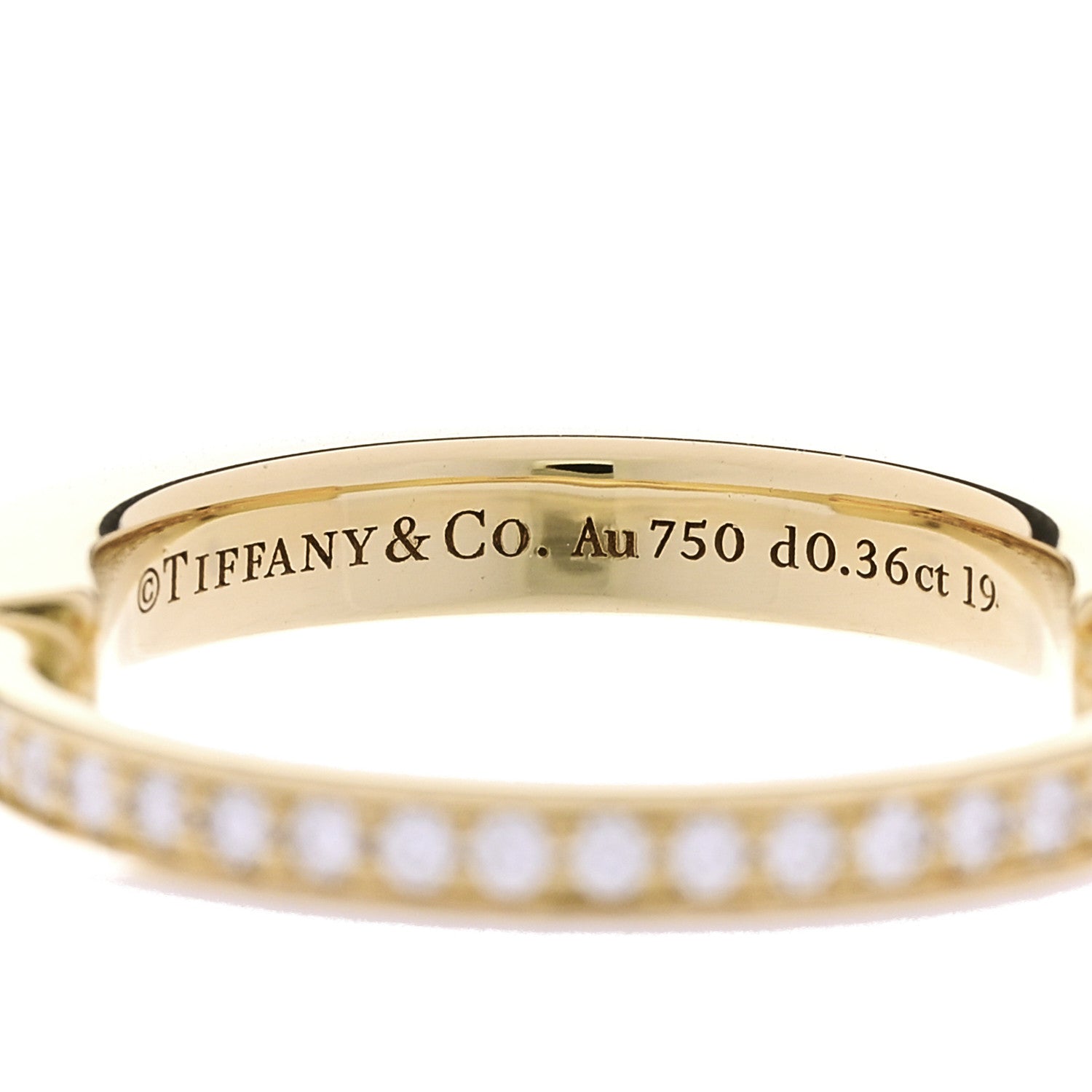 Tiffany 18K Yellow Gold Diamond Lock Pave Ring 53 6.5 4 of 5