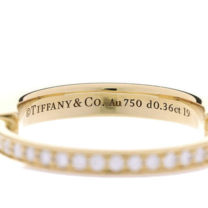 Tiffany 18K Yellow Gold Diamond Lock Pave Ring 53 6.5 4 of 5
