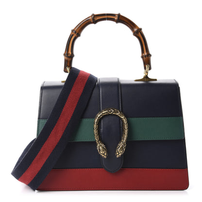 Gucci Moon Calfskin Bamboo Web Medium Dionysus Top Handle Bag Blue Emerald Hibiscus Red 1 of 10