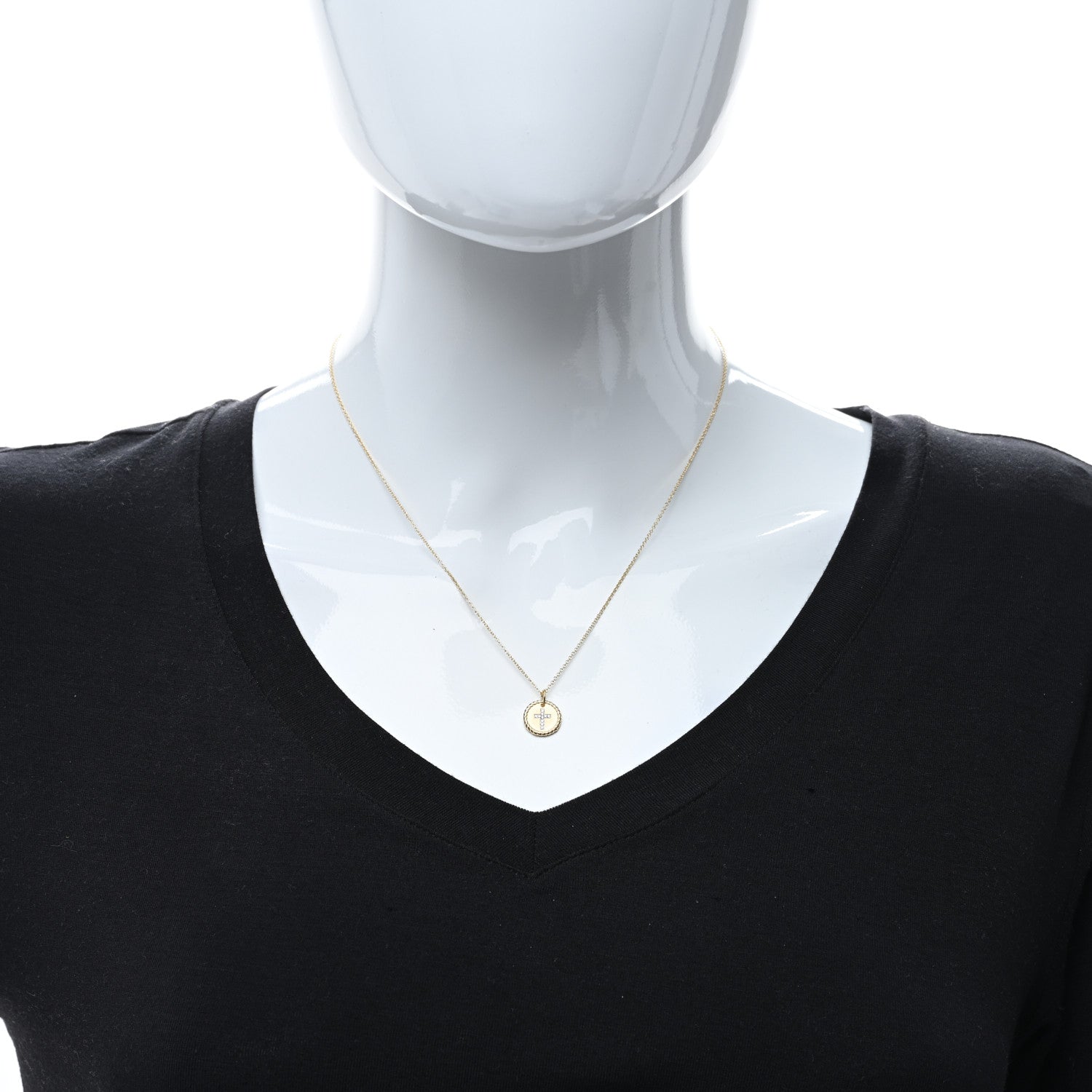 David Yurman 18K Yellow Gold Diamond Cable Collectibles Cross Charm Necklace 3 of 5