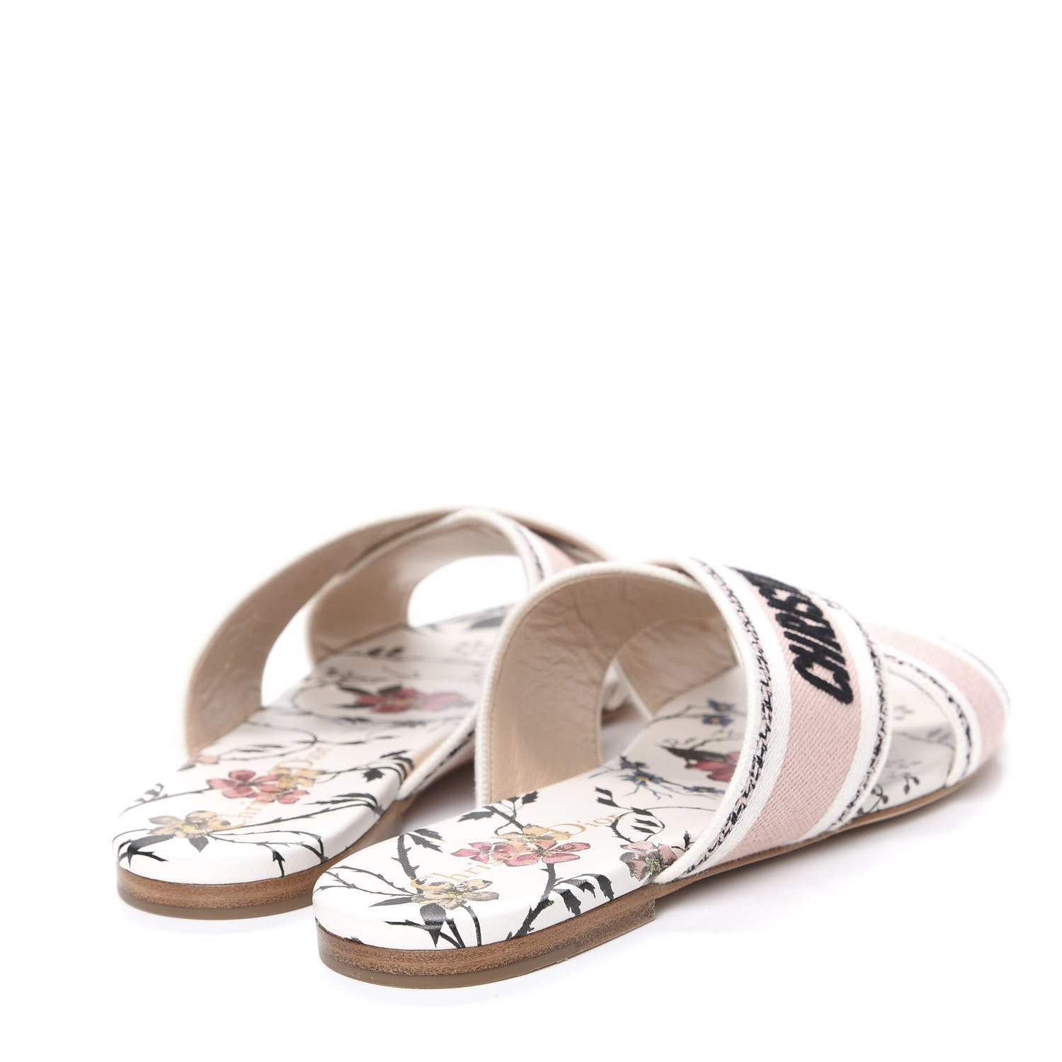Christian Dior Canvas Rose Mutabilis Embroidered Dway Criss Cross Slide Sandals 37 Multicolor 4 of 12