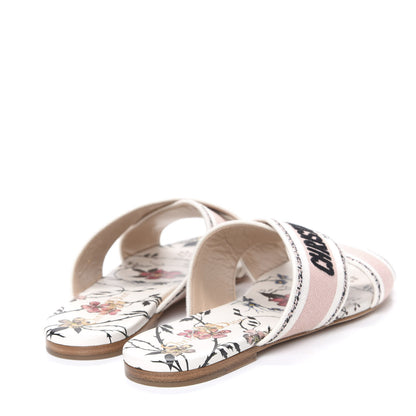 Christian Dior Canvas Rose Mutabilis Embroidered Dway Criss Cross Slide Sandals 37 Multicolor 4 of 12