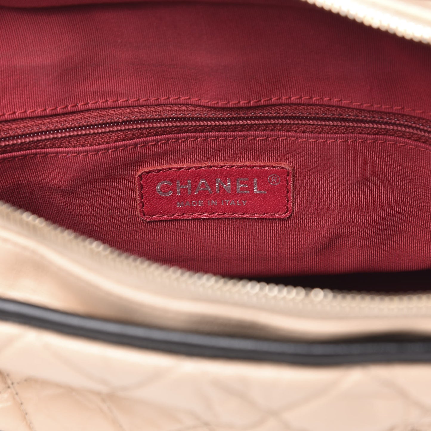 Aged Calfskin Quilted Medium Gabrielle Hobo Beige Black