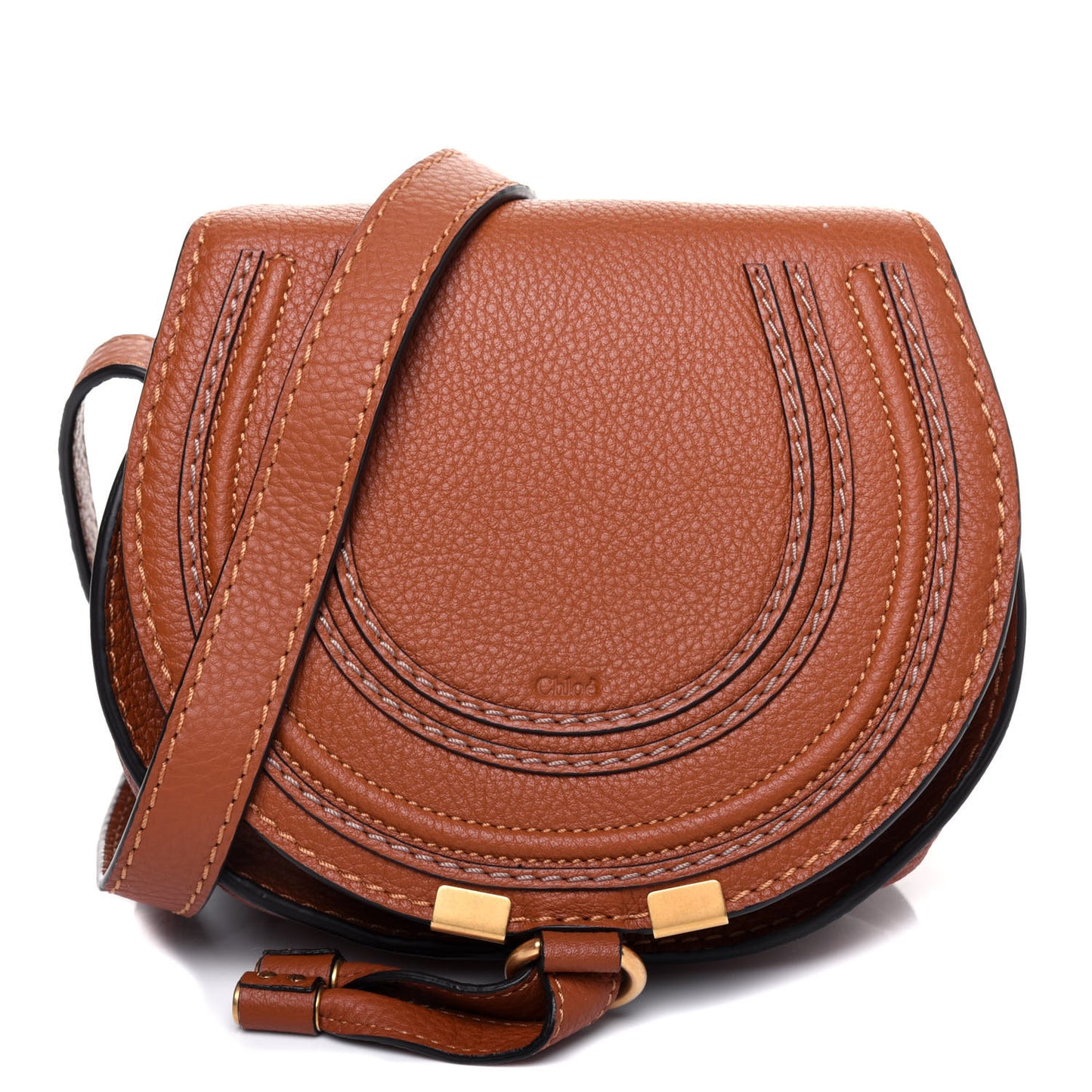 Calfskin Mini Marcie Round Crossbody Bag Tan