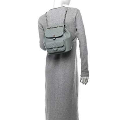 Chanel Lambskin Quilted Large Duma Drawstring Backpack Grey 2 of 10