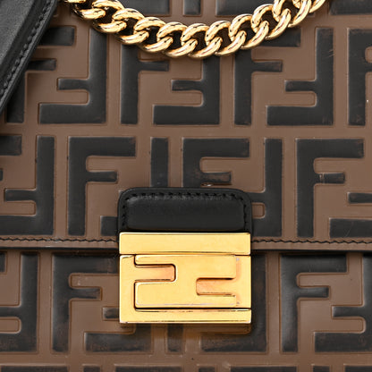 Fendi Vitello Liberty Bi-Color FF 1974 Embossed Small Kan U Shoulder Bag Maya Black 9 of 21