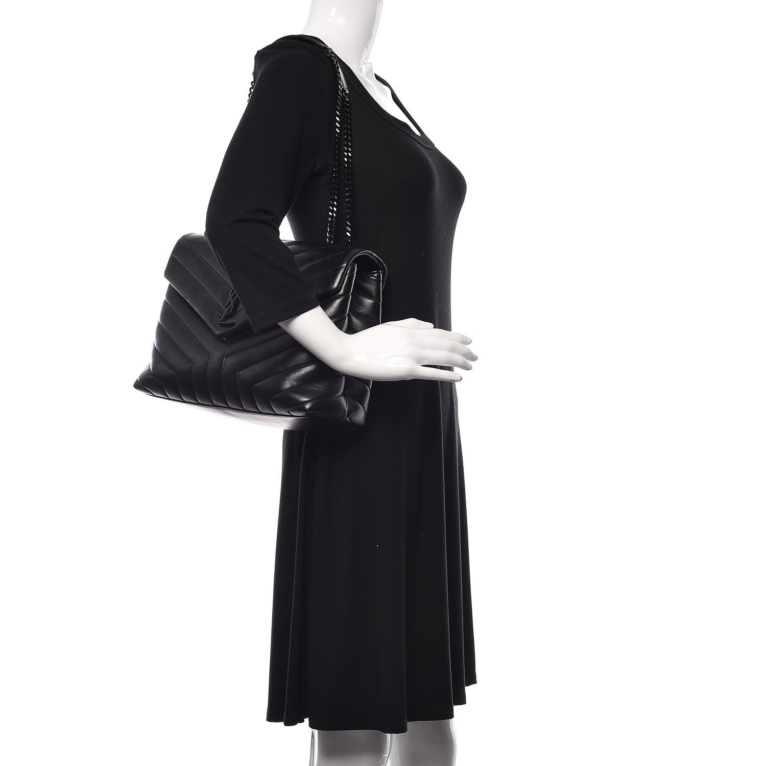 Saint Laurent Calfskin Y Quilted Monogram Medium Loulou Chain Satchel Black 2 of 10