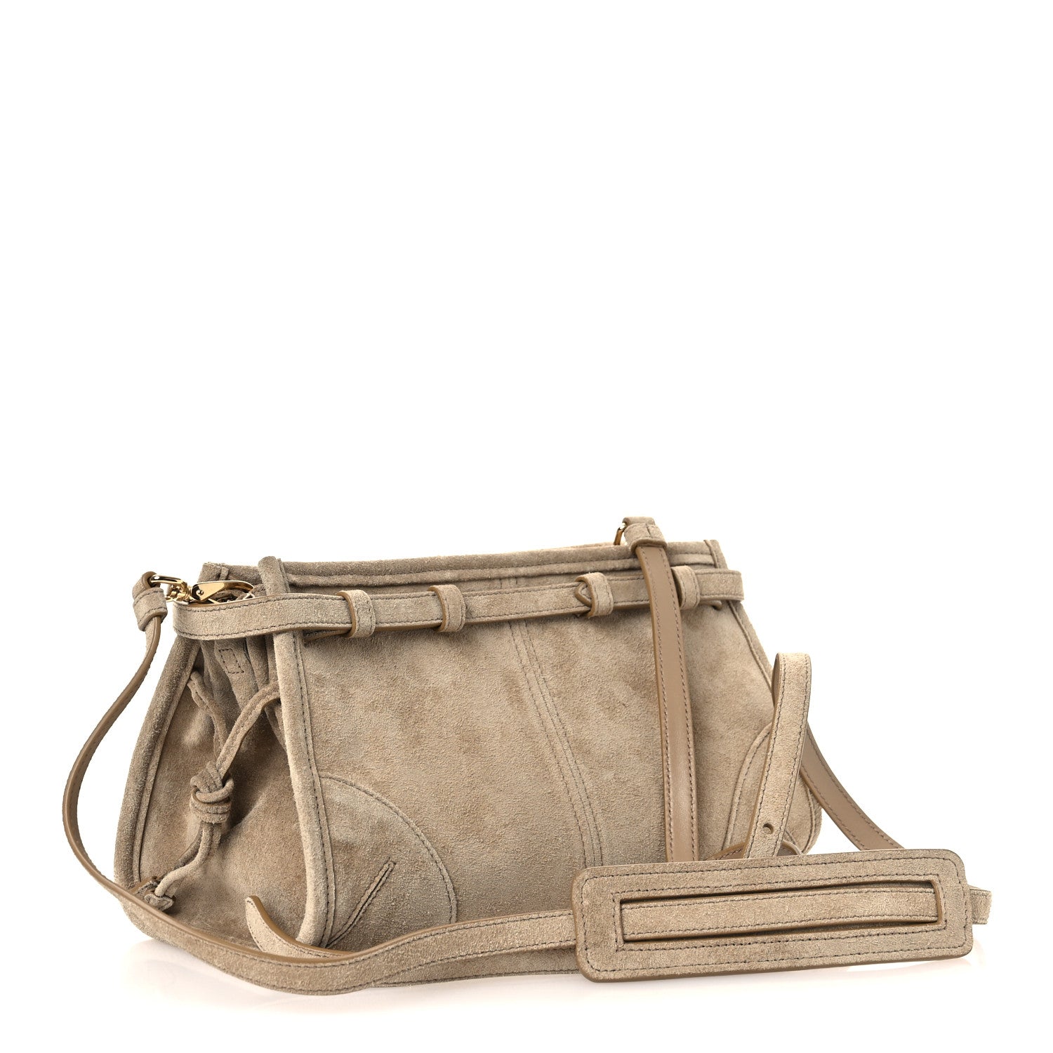 Prada Scamosciato Triangle Small Bonnie Shoulder Bag Deserto 3 of 9
