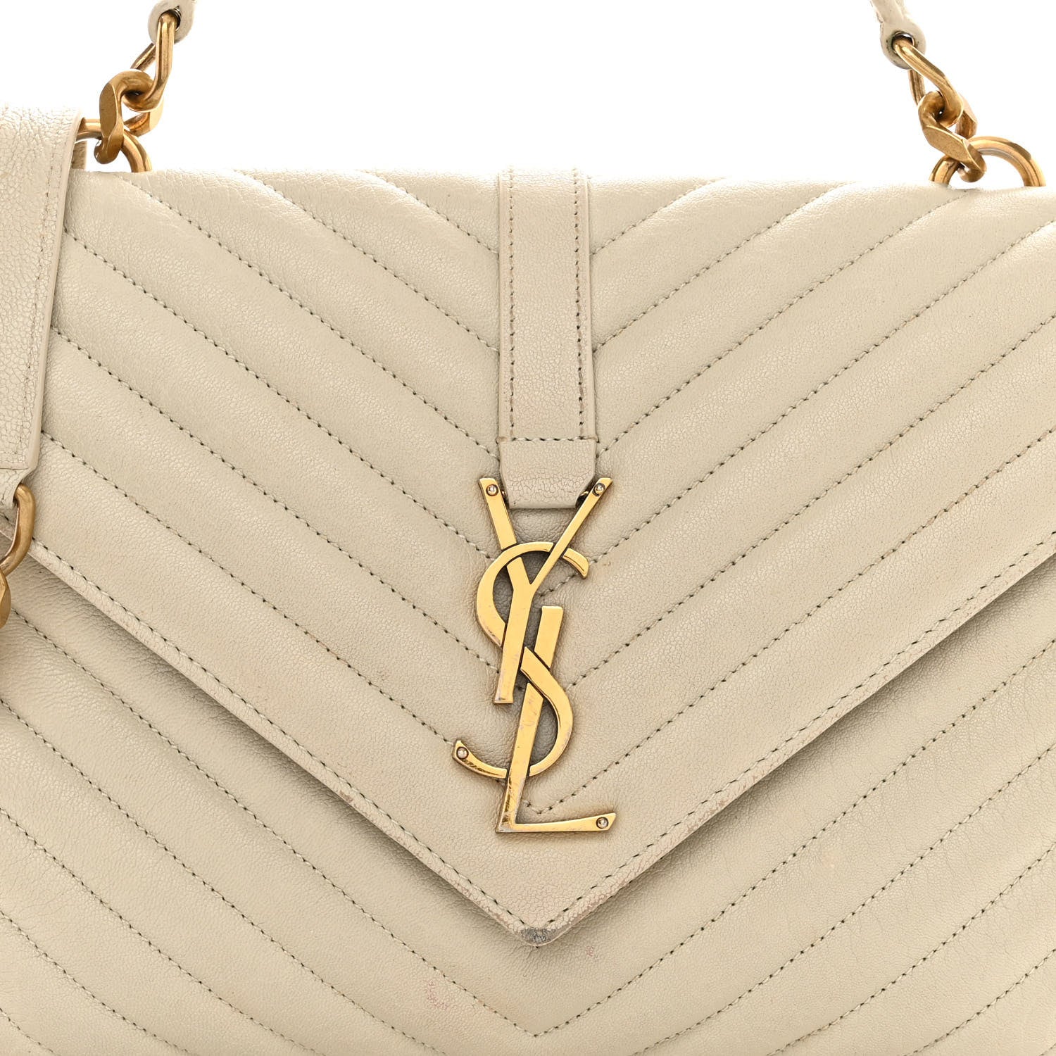 Saint Laurent Sheepskin Matelasse Chevron Monogram Medium College Bag Crema Soft 7 of 11