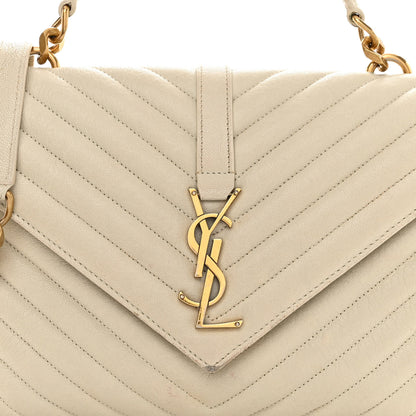 Saint Laurent Sheepskin Matelasse Chevron Monogram Medium College Bag Crema Soft 7 of 11
