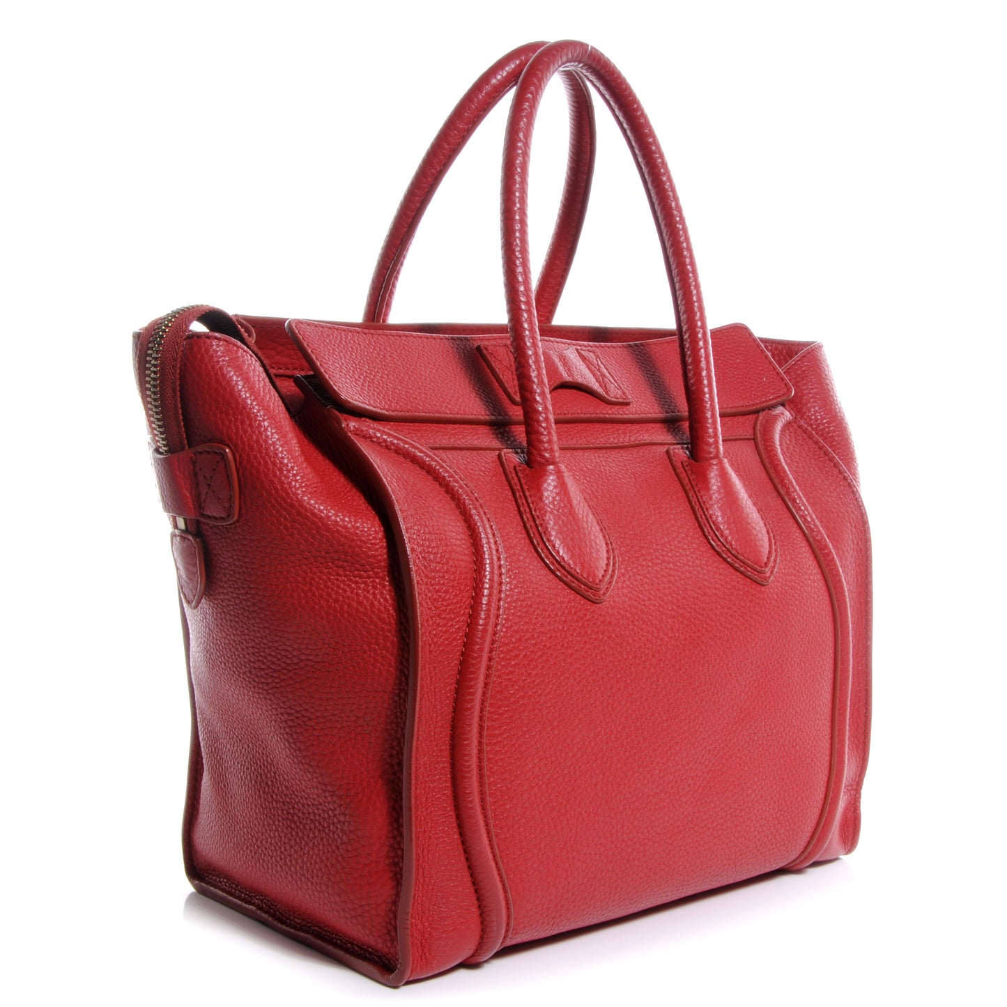 Pebbled Leather Mini Luggage Bag Red