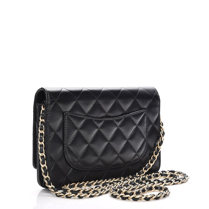 Chanel Lambskin Quilted Wallet On Chain WOC Black 4 of 15