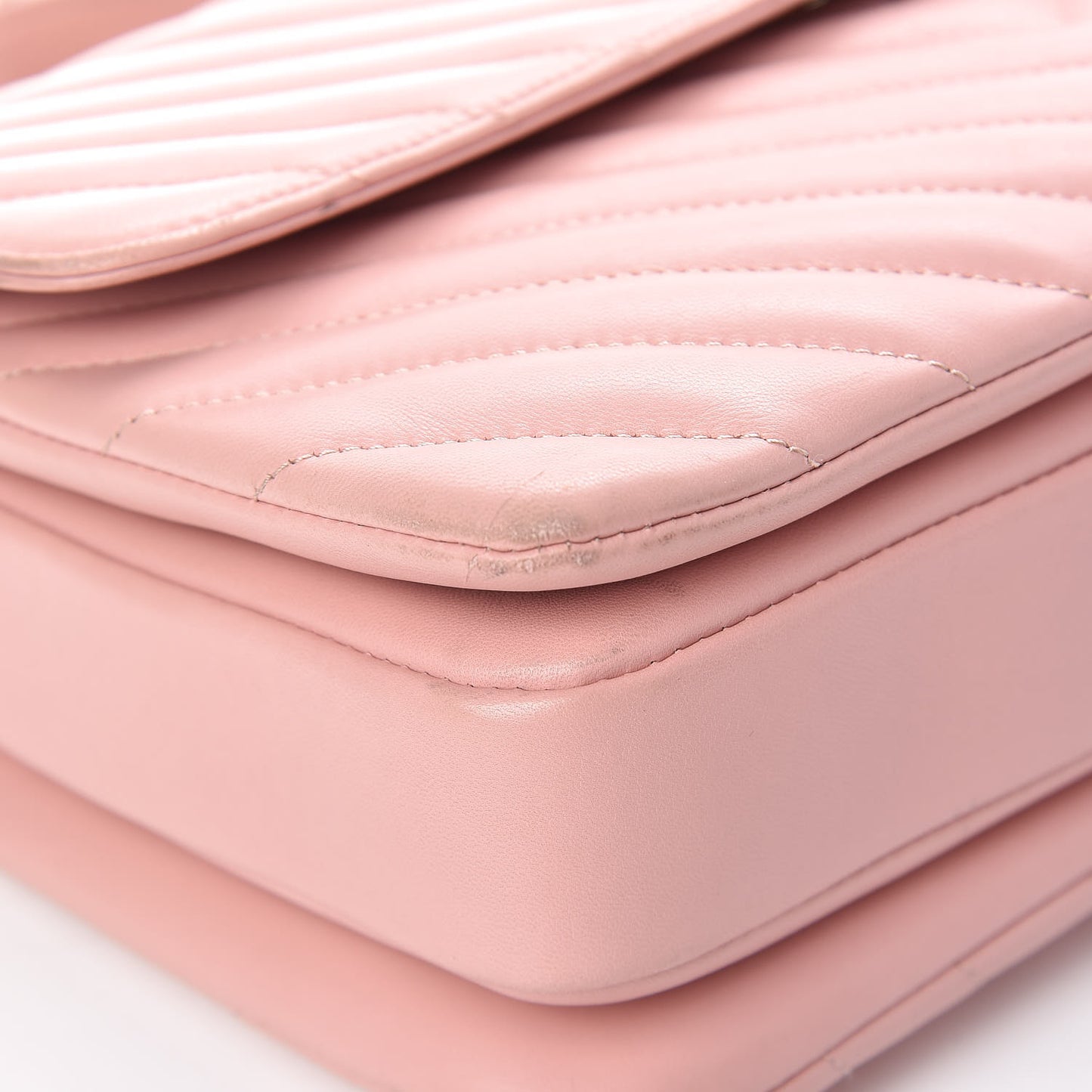 Lambskin Chevron Quilted Medium Trendy CC Dual Handle Flap Bag Pink