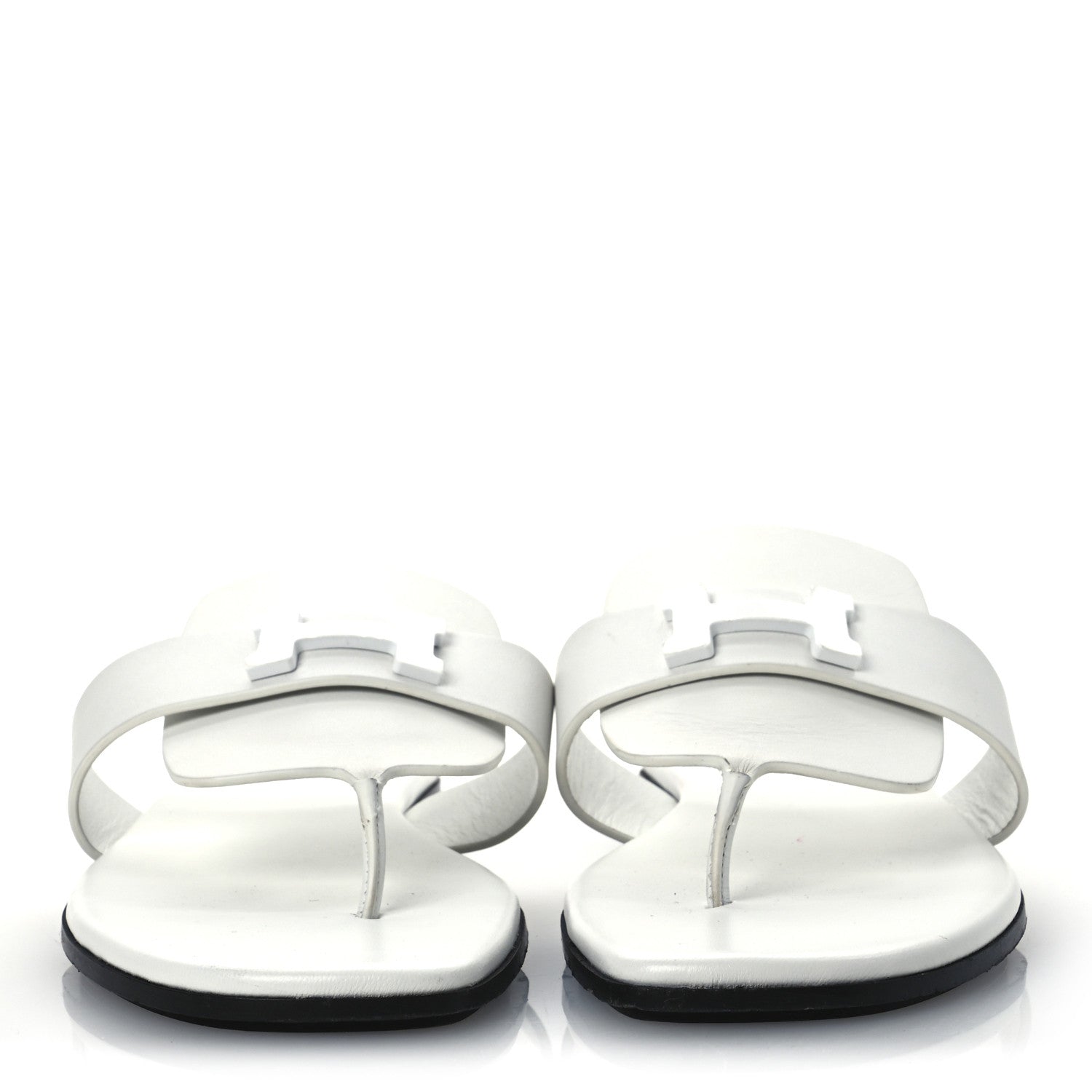 Hermes Calfskin Womens Galerie Sandals 37.5 White 3 of 13