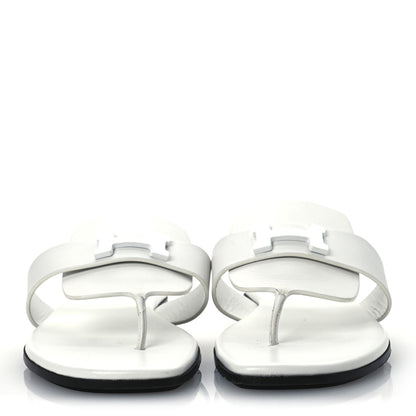 Hermes Calfskin Womens Galerie Sandals 37.5 White 3 of 13