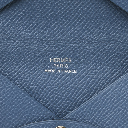 Hermes Epsom Calvi Card Case Bleu Agate 6 of 7