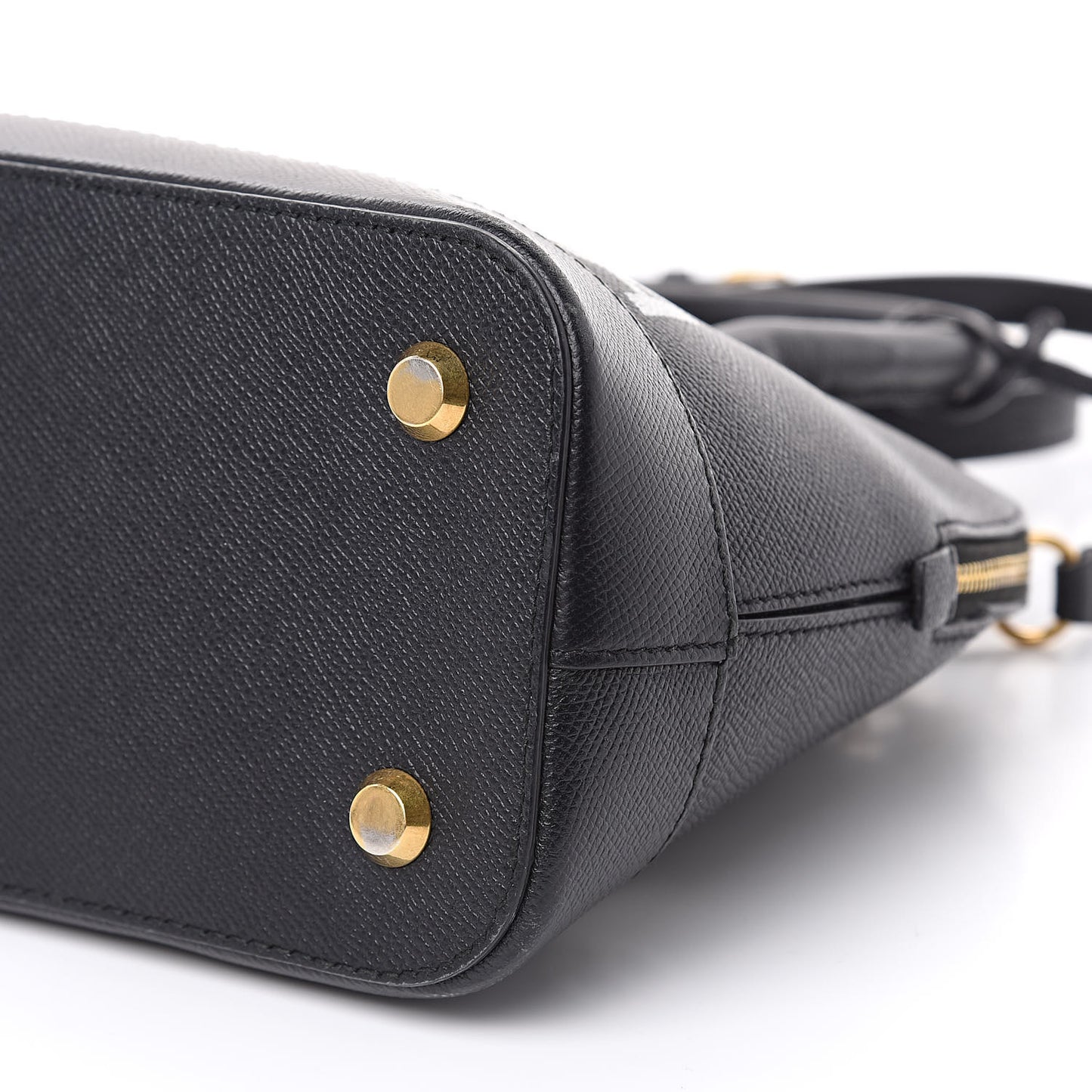 Signature Grained Calfskin Logo S Ville Top Handle Bag Black