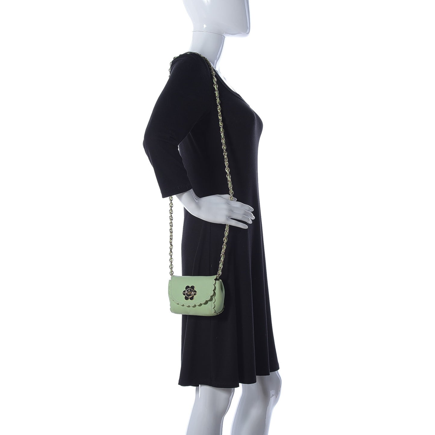 Soft Matte Pebbled Flower Lock Crossbody Bag Green