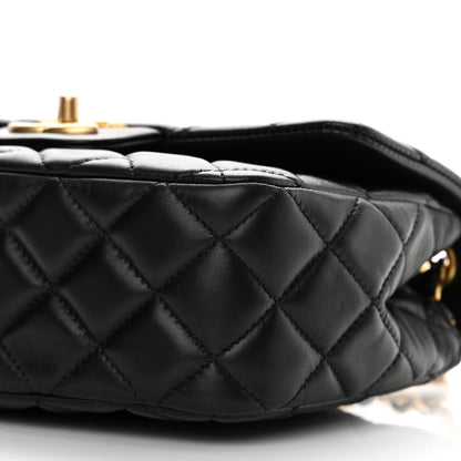 Chanel Lambskin Enamel Quilted Small Coco Hearts Flap Black 10 of 11