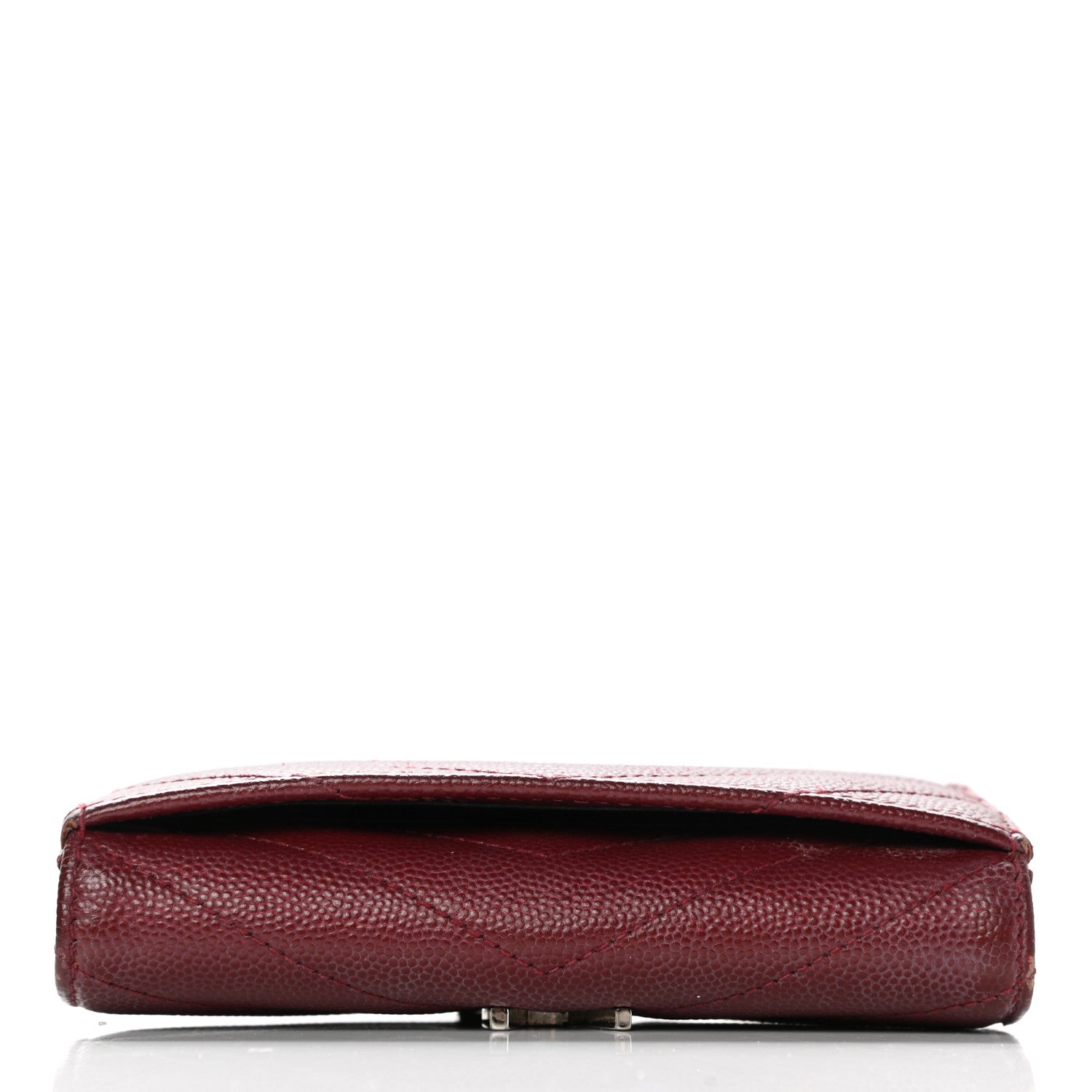 Saint Laurent Grain De Poudre Matelasse Chevron Small Monogram Envelope Wallet Bordeaux 11 of 11