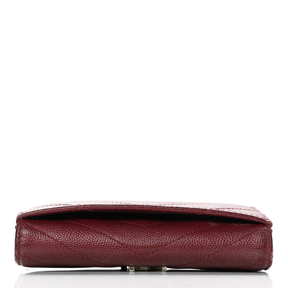 Saint Laurent Grain De Poudre Matelasse Chevron Small Monogram Envelope Wallet Bordeaux 11 of 11