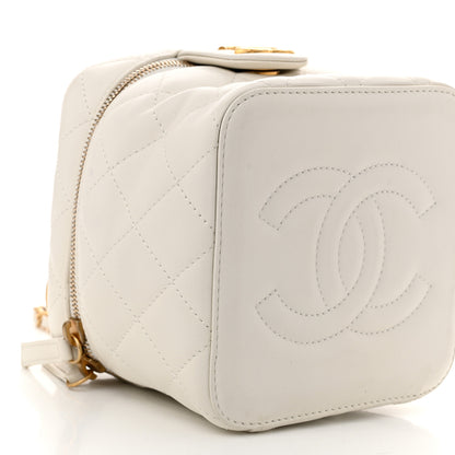Chanel Calfskin Quilted Small Vanity Case With Chain White 10 of 12