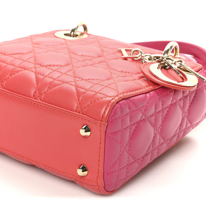 Christian Dior Lambskin Cannage Mini Bi-Color Lady Dior Red Fuchsia 10 of 11