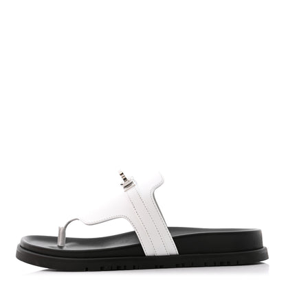 Hermes Calfskin Womens Empire Sandals 37 White 1 of 9