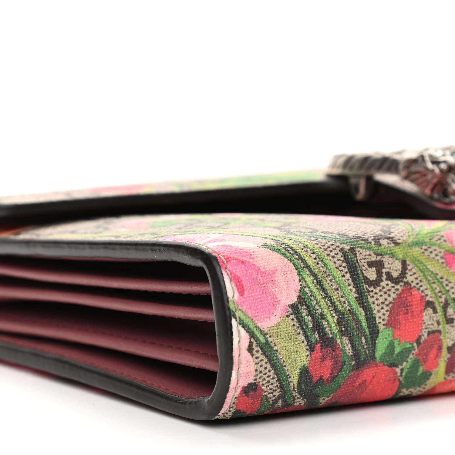 Gucci GG Supreme Monogram Blooms Mini Dionysus Chain Wallet Beige Multicolor Dry Rose 9 of 10