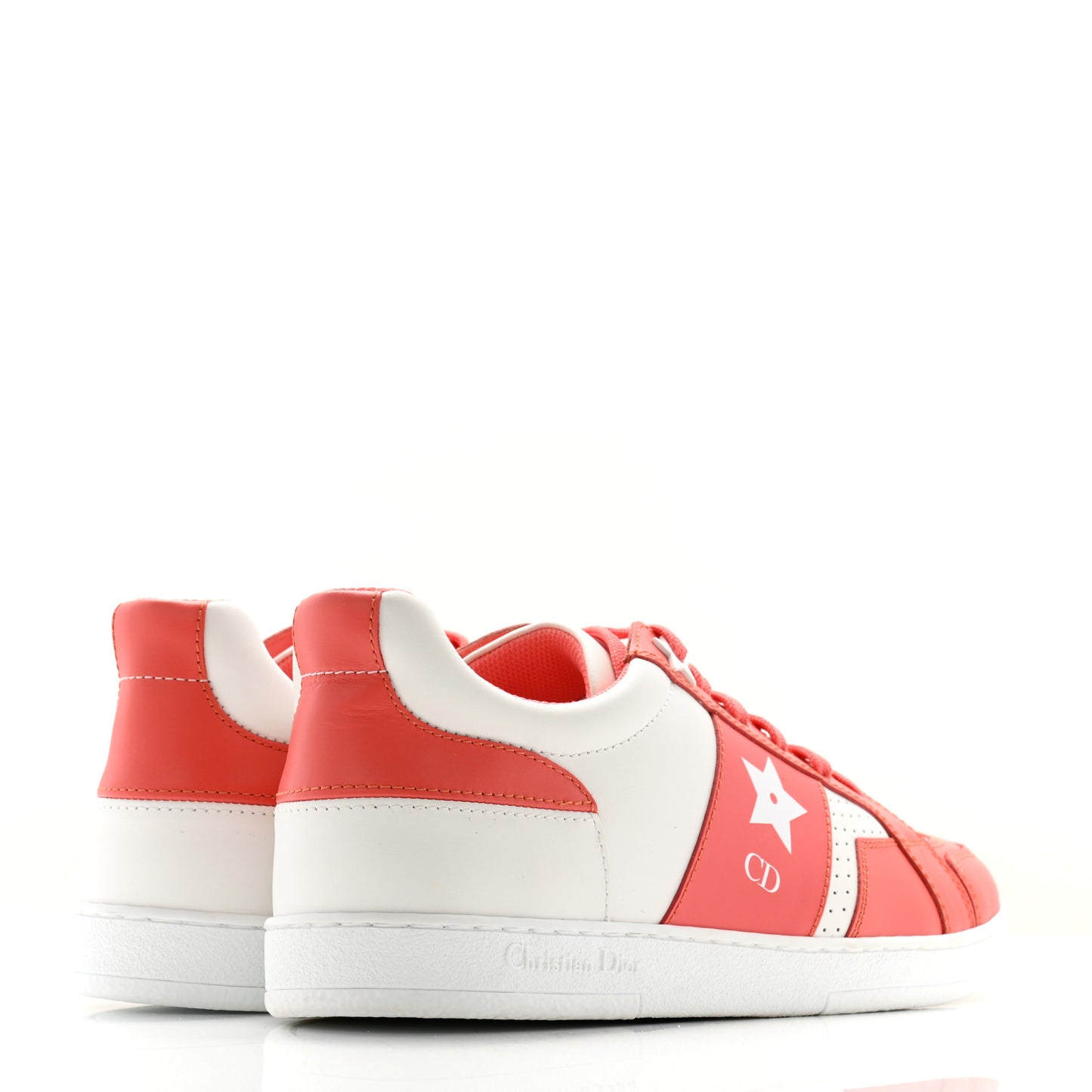 Calfskin Dior Star Ors Low Top Sneakers 37.5 Coral White