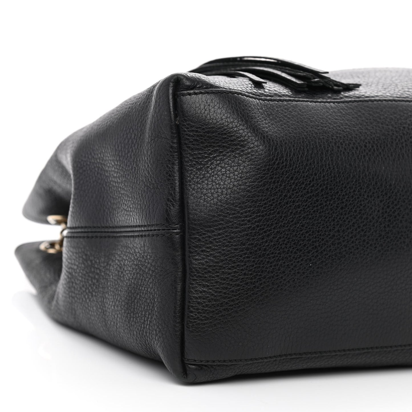Pebbled Calfskin Large Soho Chain Shoulder Bag Black