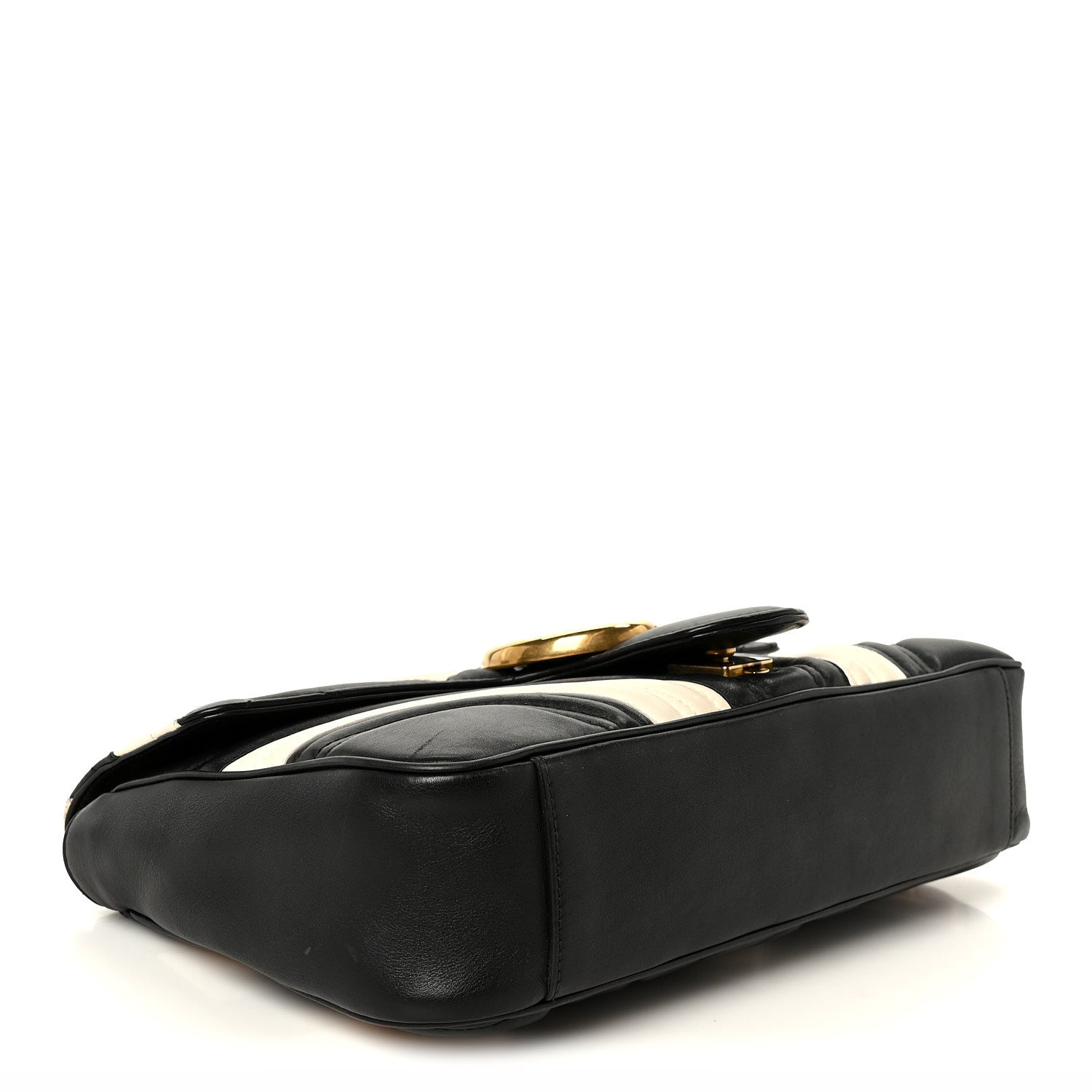 Gucci Calfskin Matelasse Medium GG Marmont Shoulder Bag Black White 4 of 11