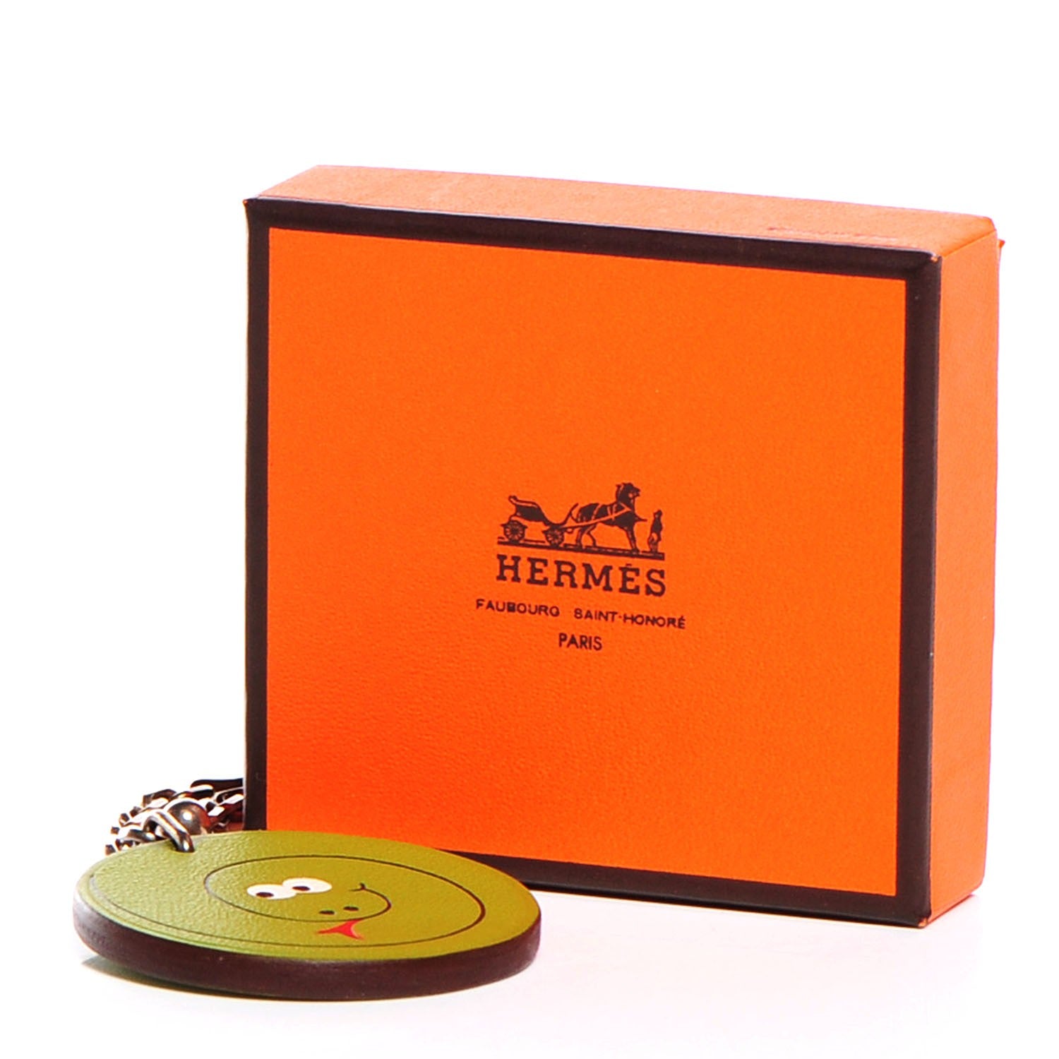 Hermes Veau Swift Serpent Key Chain Vert Anis 5 of 5