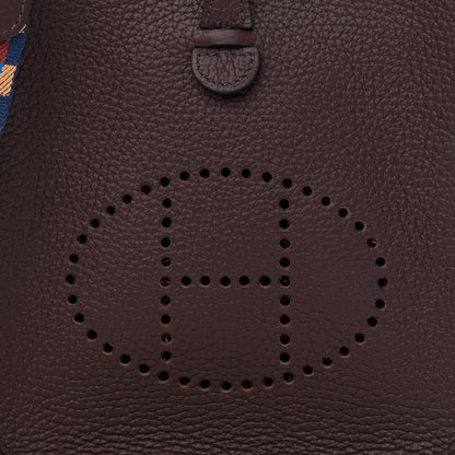 Hermes Taurillon Clemence Maxi Quadrille Evelyne TPM Rouge Sellier Bleu Bill Biscuit Rouge H 8 of 11