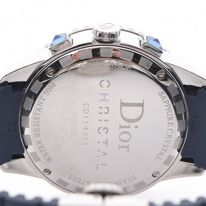 Christian Dior Stainless Steel Rubber Diamond Blue Sapphire 38mm Christal Chronograph Quartz Watch Blue 5 of 11