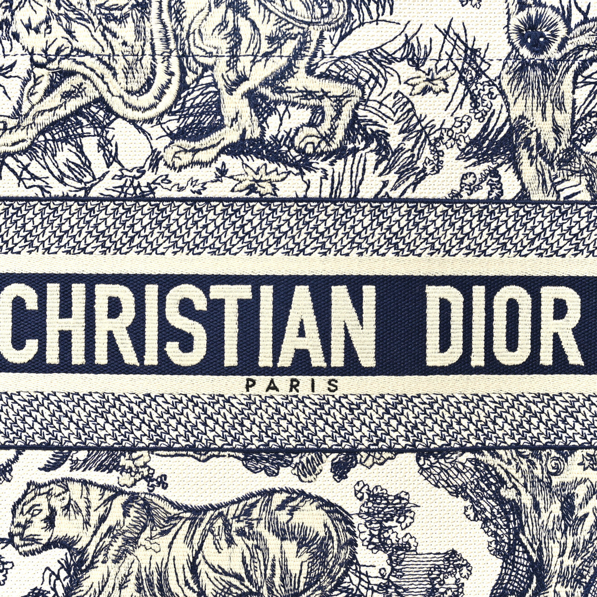 Christian Dior Canvas Embroidered Medium Dioriviera Toile De Jouy Book Tote Blue 8 of 11