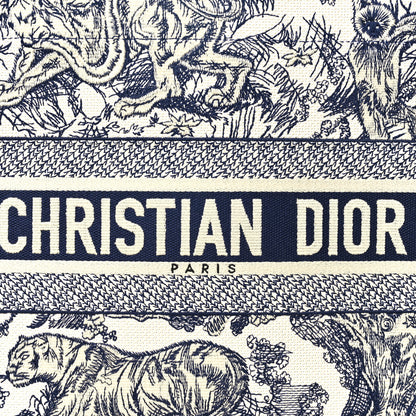 Christian Dior Canvas Embroidered Medium Dioriviera Toile De Jouy Book Tote Blue 8 of 11