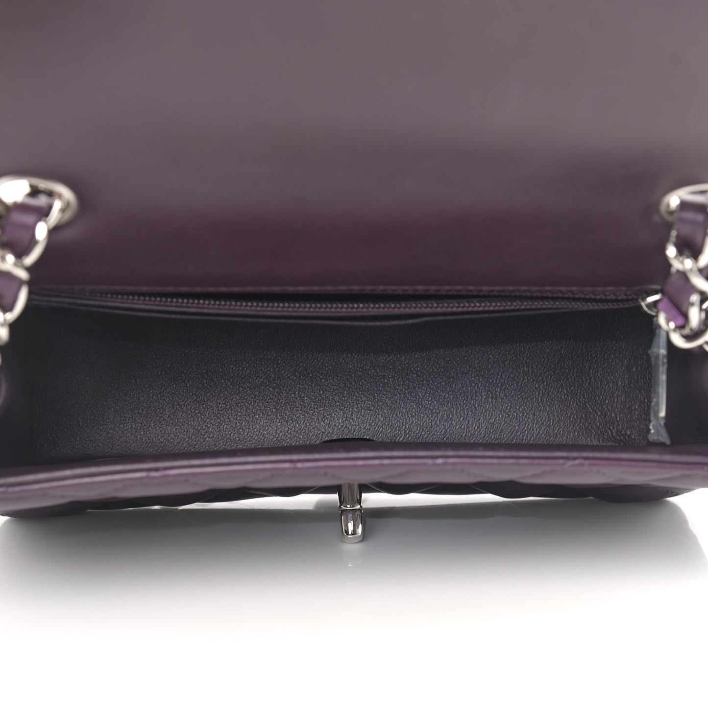 Lambskin Quilted Mini Rectangular Flap Dark Purple