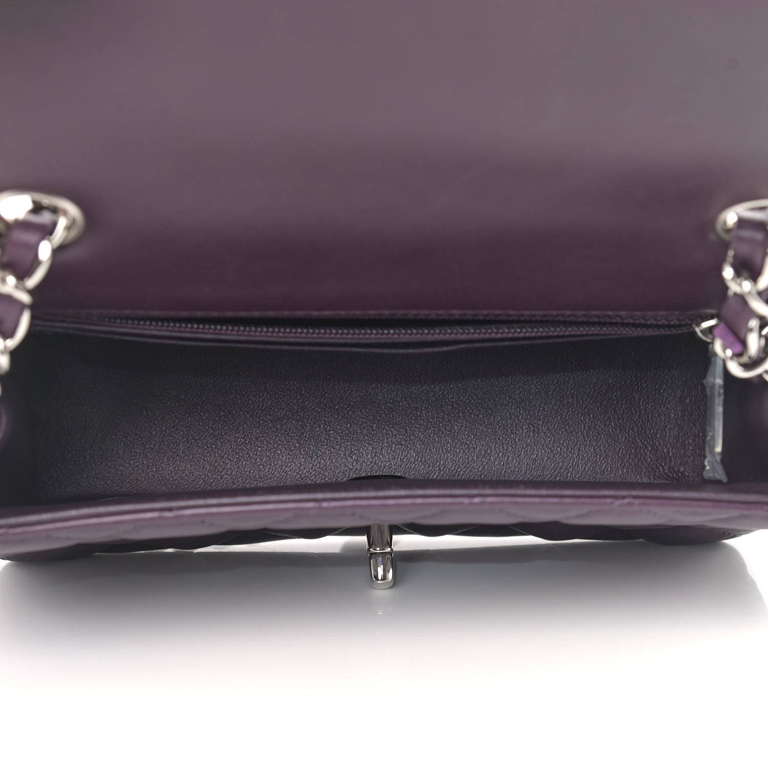 Chanel Lambskin Quilted Mini Rectangular Flap Dark Purple 4 of 9