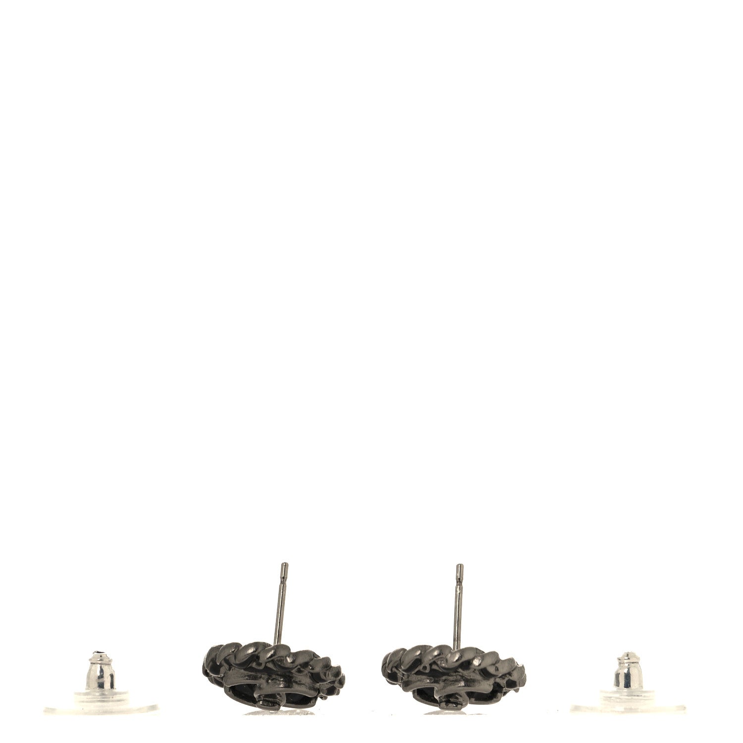 Chanel CC Chain Round Earrings Ruthenium Black Ruthenium Black 3 of 5