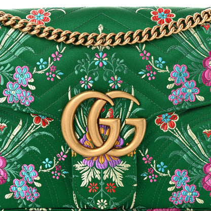 Gucci Jacquard Matelasse Floral Medium GG Marmont Shoulder Bag Green 8 of 10