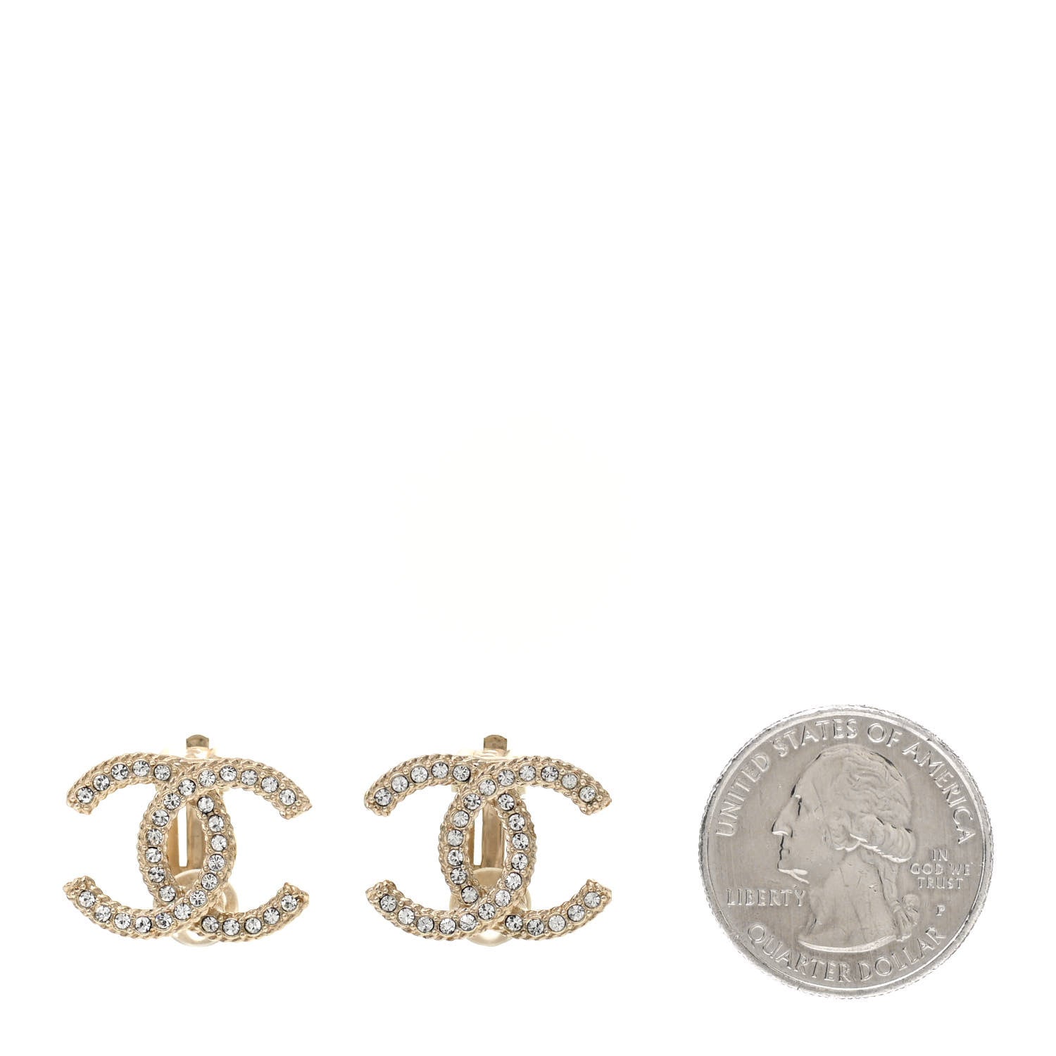 Chanel Crystal CC Clip On Earrings Gold 2 of 4