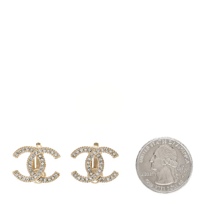 Chanel Crystal CC Clip On Earrings Gold 2 of 4