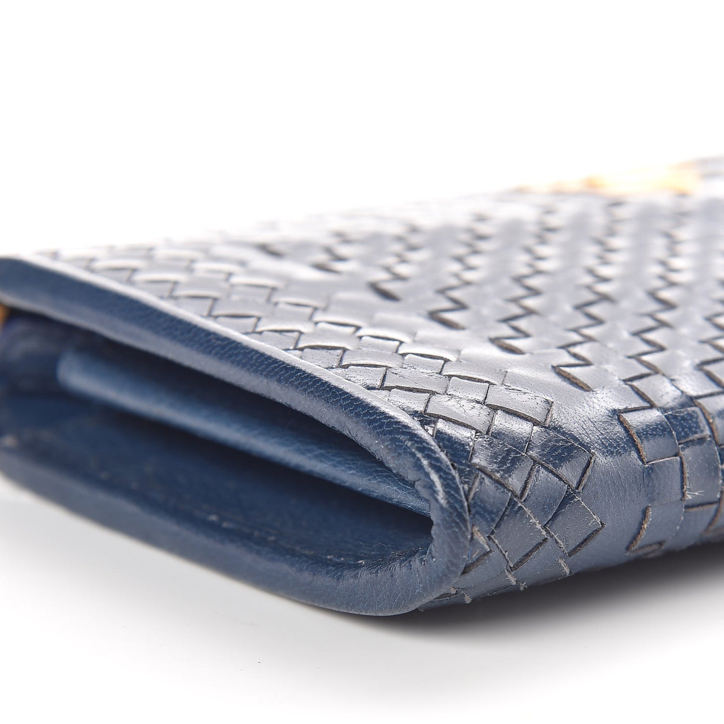 Goatskin Woven Zip Around Wallet Azzurro